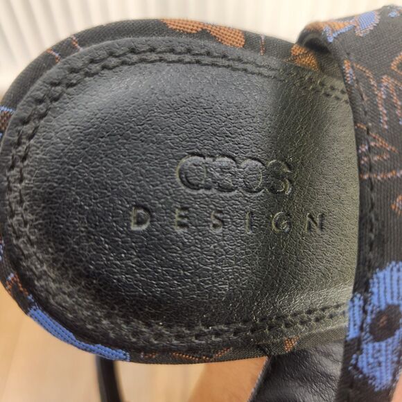 ASOS Design Peaked Platform High Heels Womens Size 9 Black Floral Chunky Shoes - Picture 11 of 11